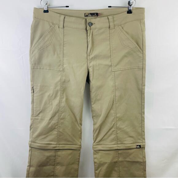 PrAna Monarch Convertible Hiking Pant Zip Off Stretch Drawstring Tan Size 14 - Picture 3 of 13